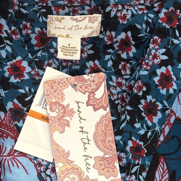 Band of the Free Blue‎ Floral Long Sleeve Blouse Relaxed Fit - Picture 5 of 6